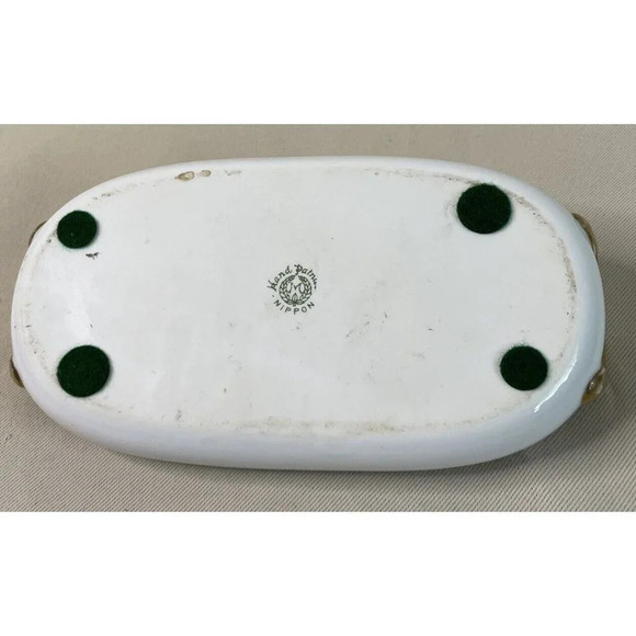 Nippon Hand Painted Double Handle House Tree Floral Scene Oval‎ Bowl Vintage - Picture 6 of 8